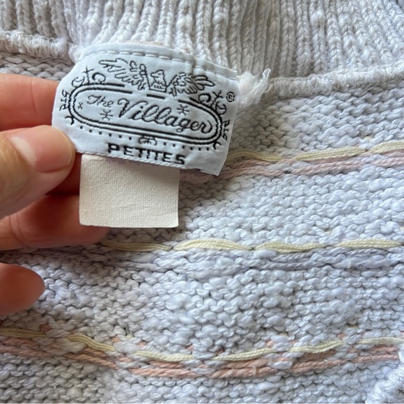 Vintage 90s The Villager Petites White Sweater Vest Women’s Cottagecore - Picture 6 of 7